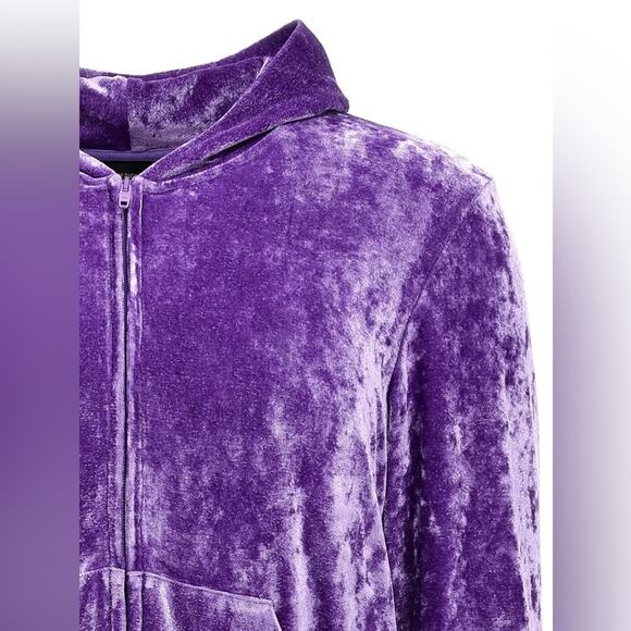 Balenciaga Zipped Velvet Hoodie Purple Sequin Velvet Hoodie XL AUTHENTIC - Picture 3 of 13